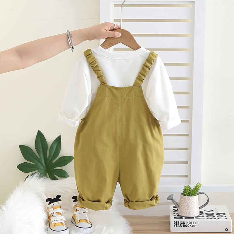 Boys Green Typographic Printed T-Shirt With Dungaree Set 2 pc. Sets