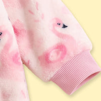 Girls Pink Swan Printed Sweatshirt With Pants Sets 2 pc. Sets