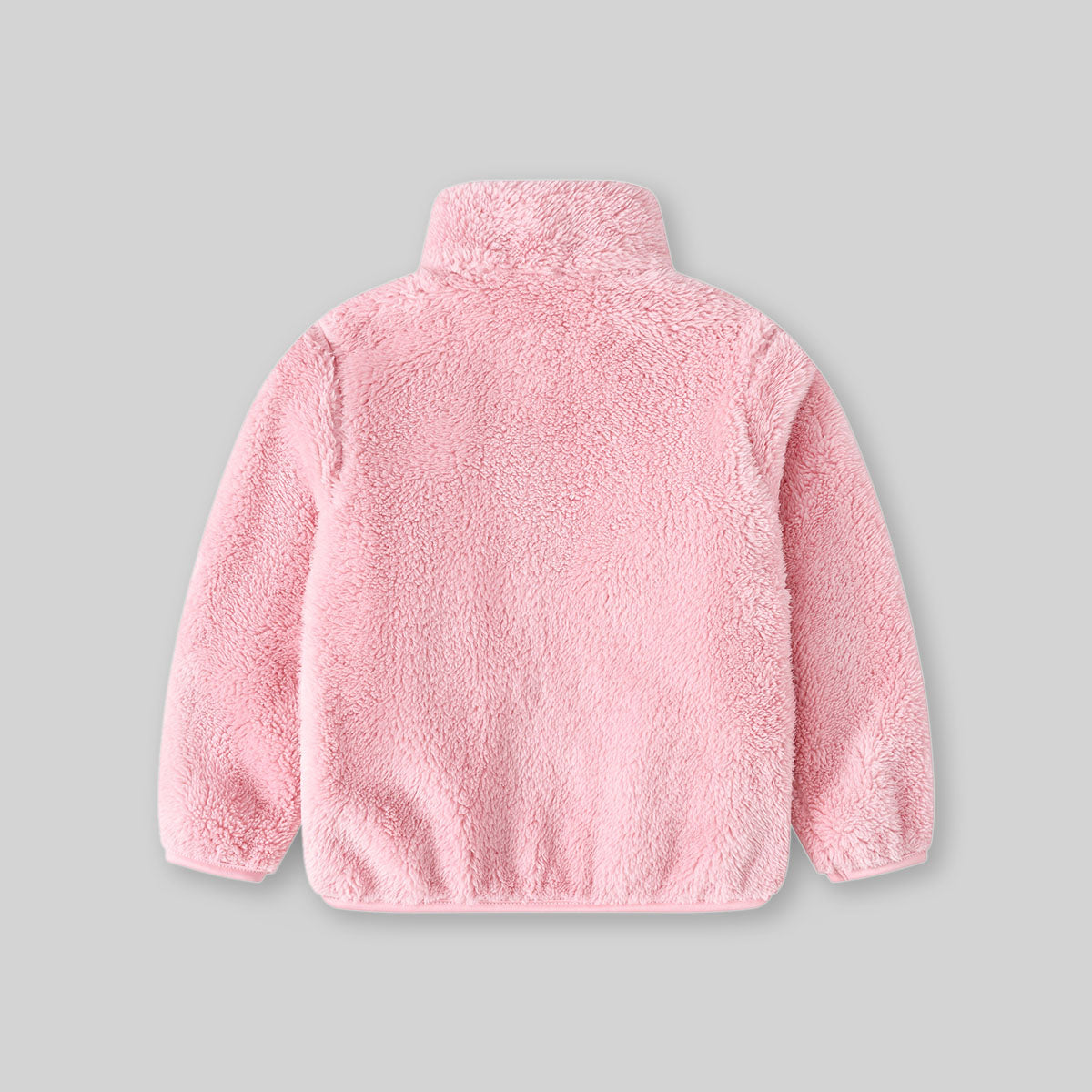 Girls Pink Solid Polar Fleece Zip Up Winter Jacket Coats & Jackets