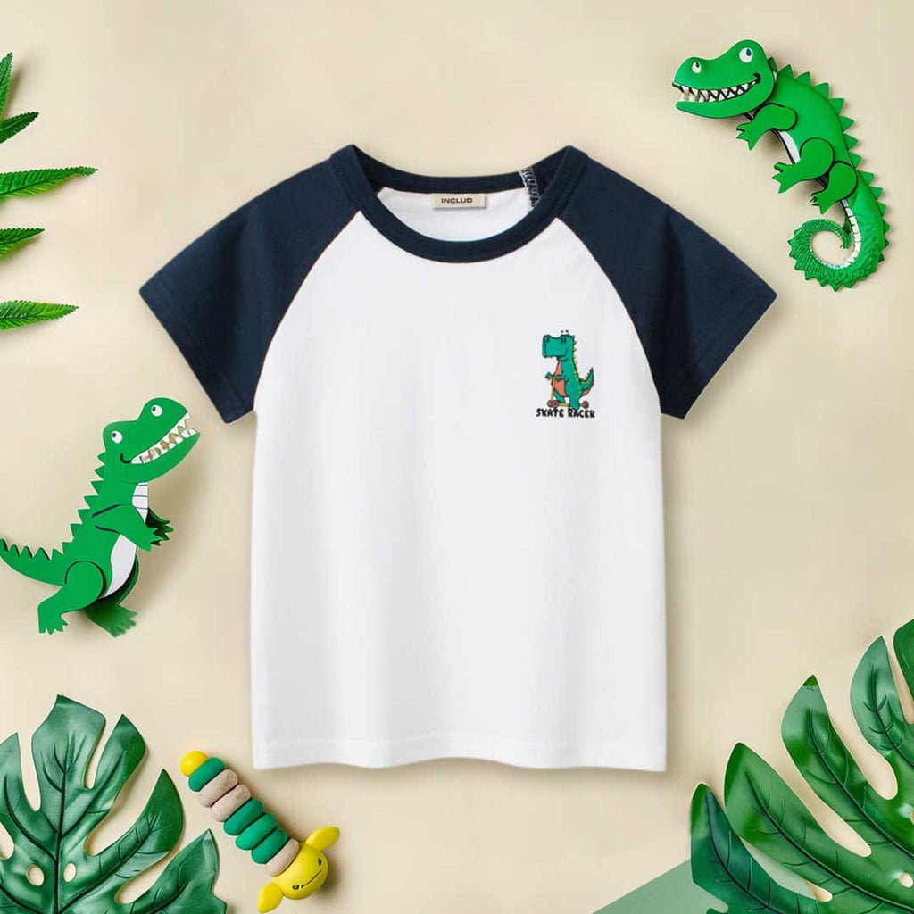 Boys Crocodile Print Raglan Sleeves T-Shirt