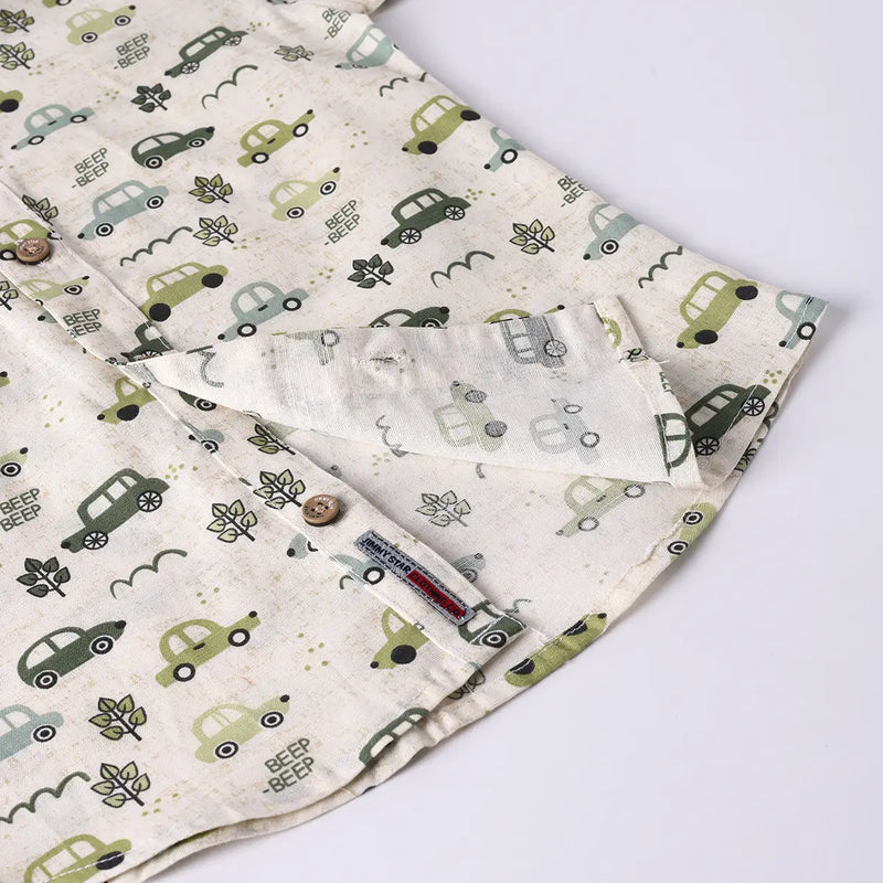 Boys Green Tropical Print T-shirt With Printed Shirt and Shorts Sets Sets