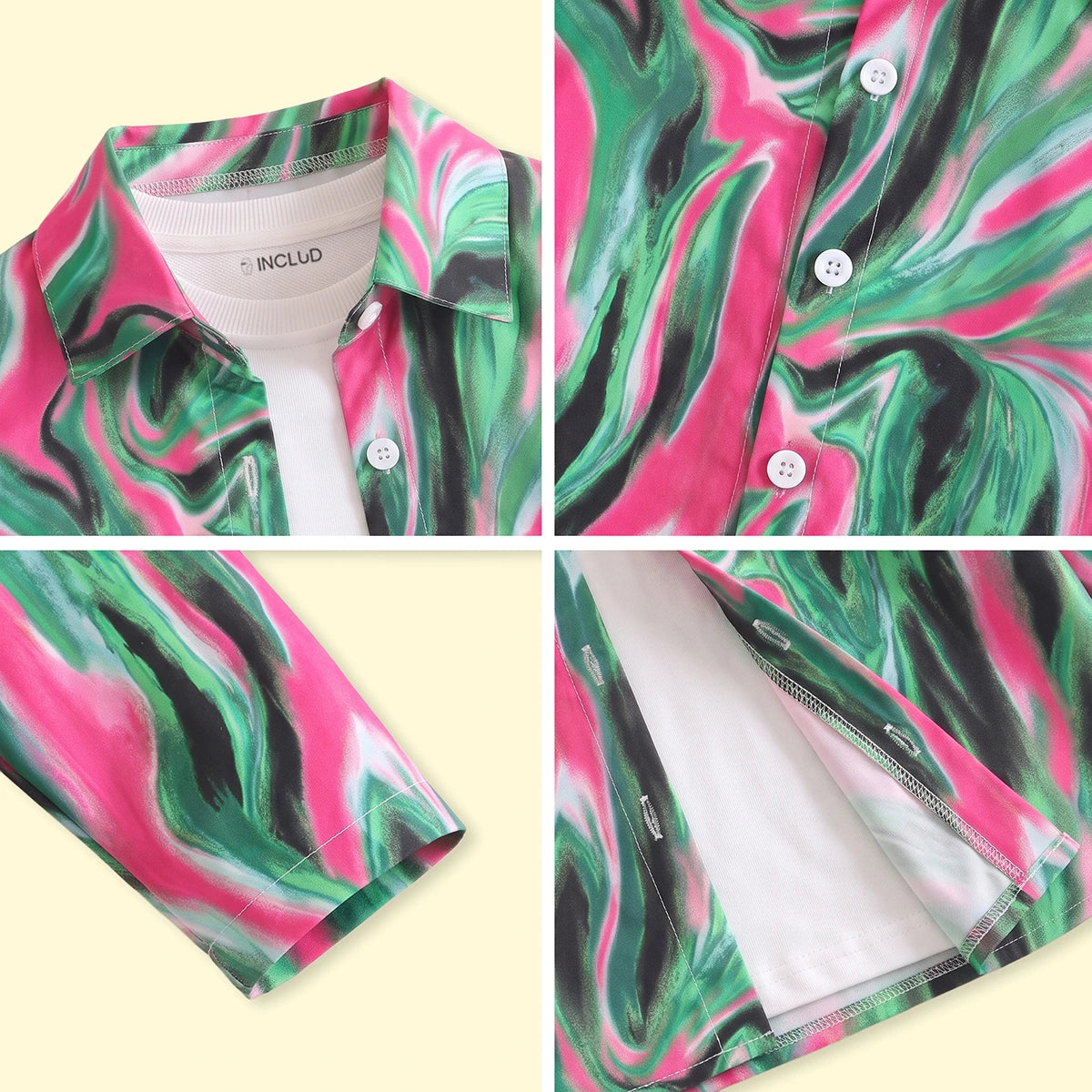 Girls Green Abstract Print Long Sleeve Shirt Shirts