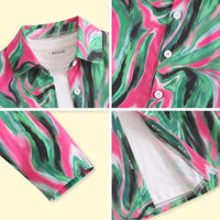 Girls Green Abstract Print Long Sleeve Shirt Shirts