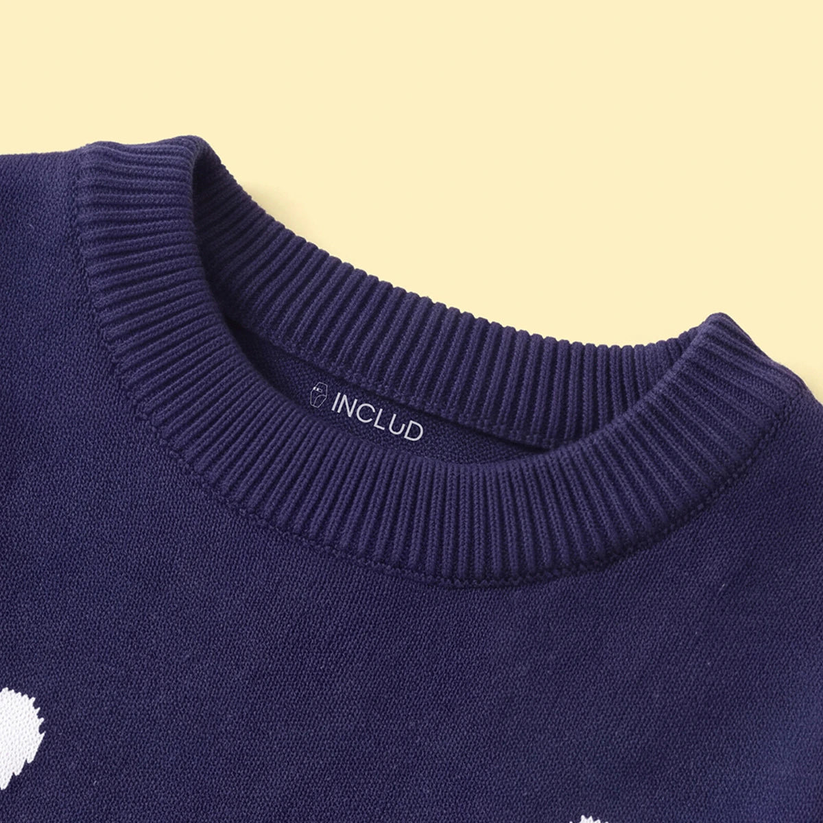 Boys Navy Blue Sweater With Self-Design Reindeer Pattern Sweaters & Cardigans