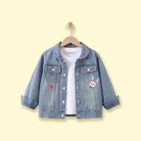 Girls Blue Applique Long Sleeve Denim Jacket Coats & Jackets Blue 1-2 Y
