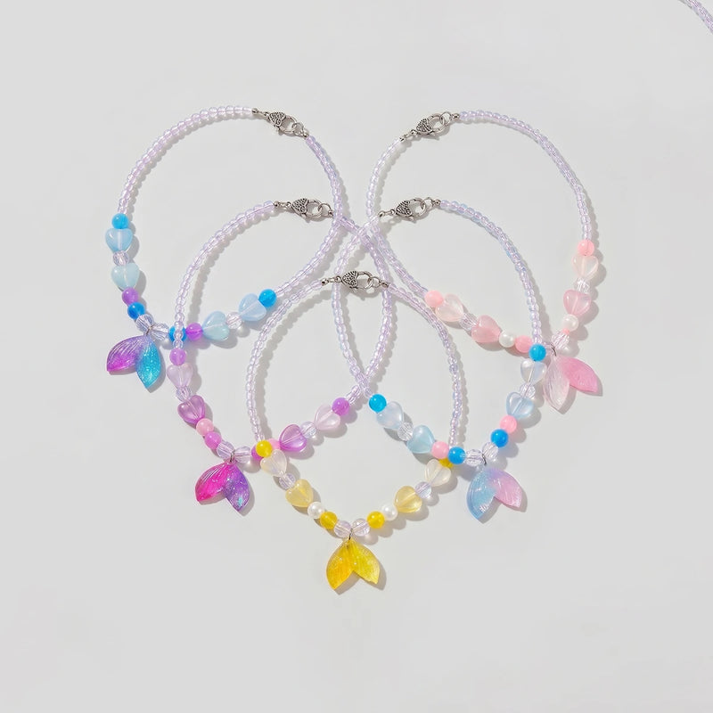 Pack Of 5 Girls Multicolour Mermaid Tail Beaded Necklace Sets Necklace and Chains Multicolor Onesize