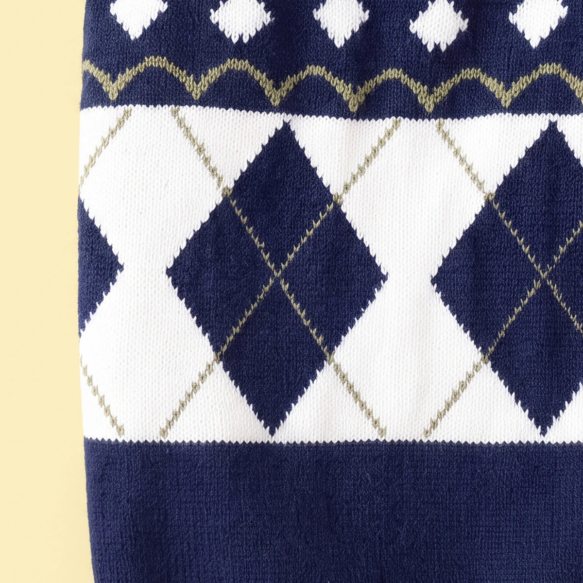 Girls Navy Blue Self-Design Argyle Pattern Button-up Cardigan Sweaters & Cardigans
