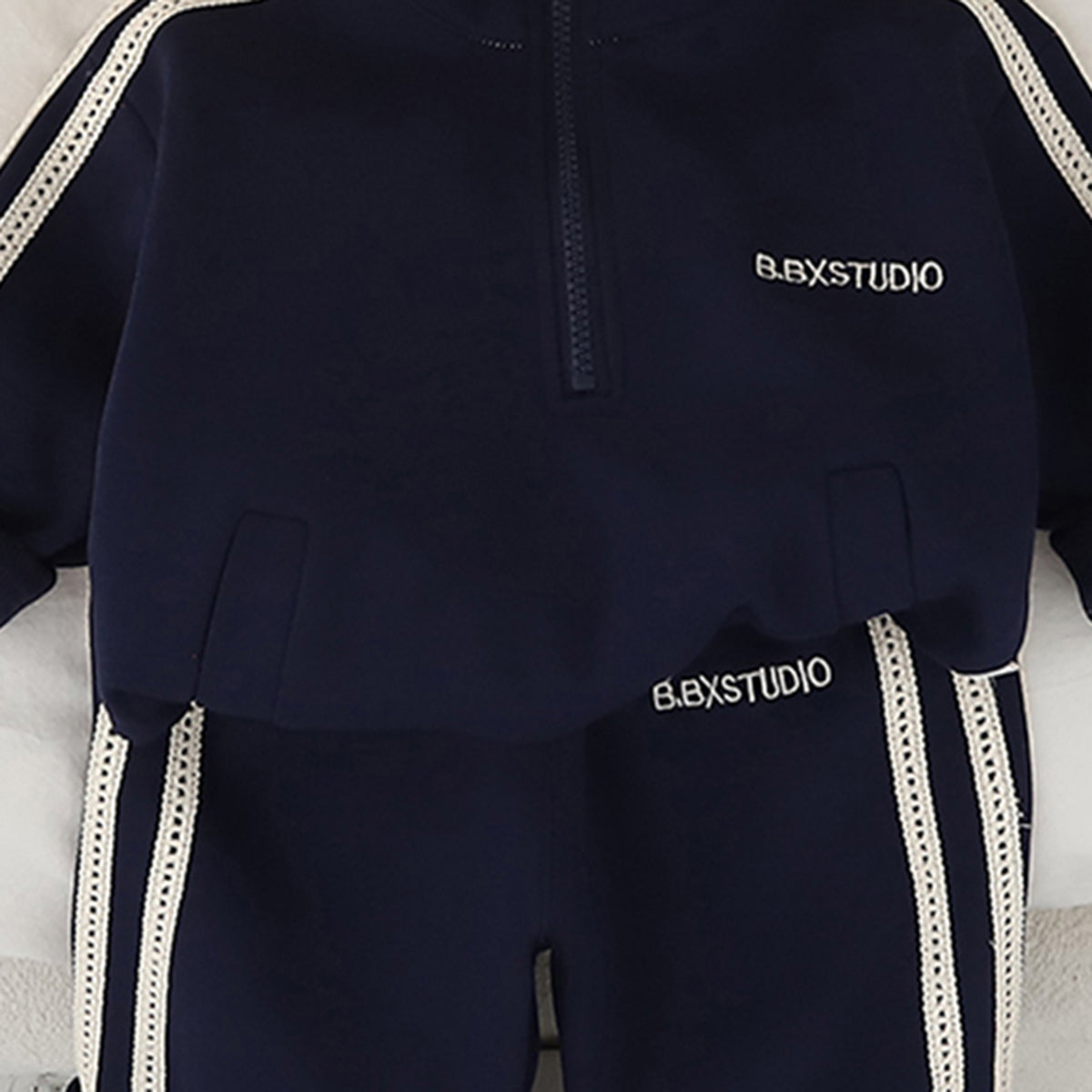 Boys Dark Blue Solid Sweatshirt With Pants Co-ord Set 2 pc. Sets
