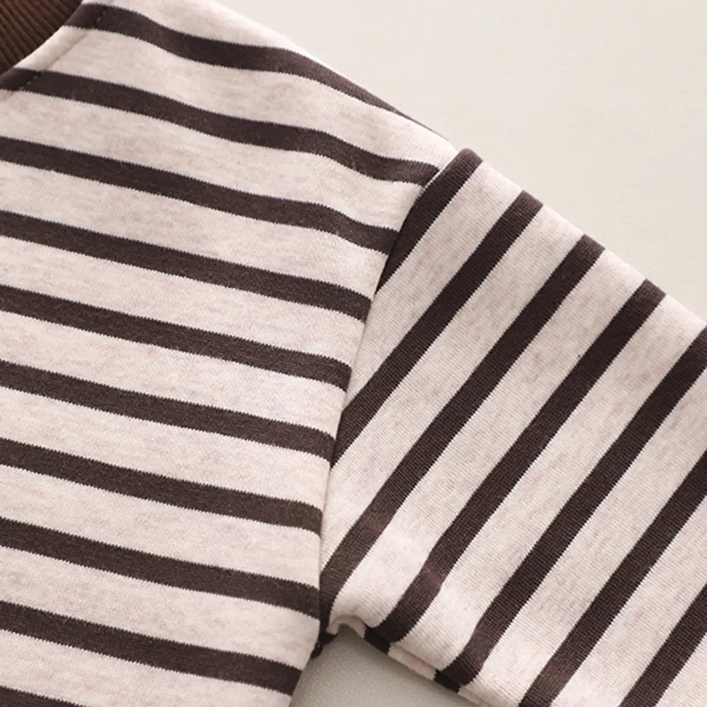 Boys Brown Stripes Graphic Sweatshirt With Pants Sets 2 pc. Sets