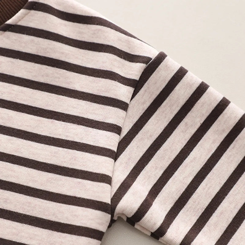 Boys Brown Stripes Graphic Sweatshirt With Pants Sets 2 pc. Sets