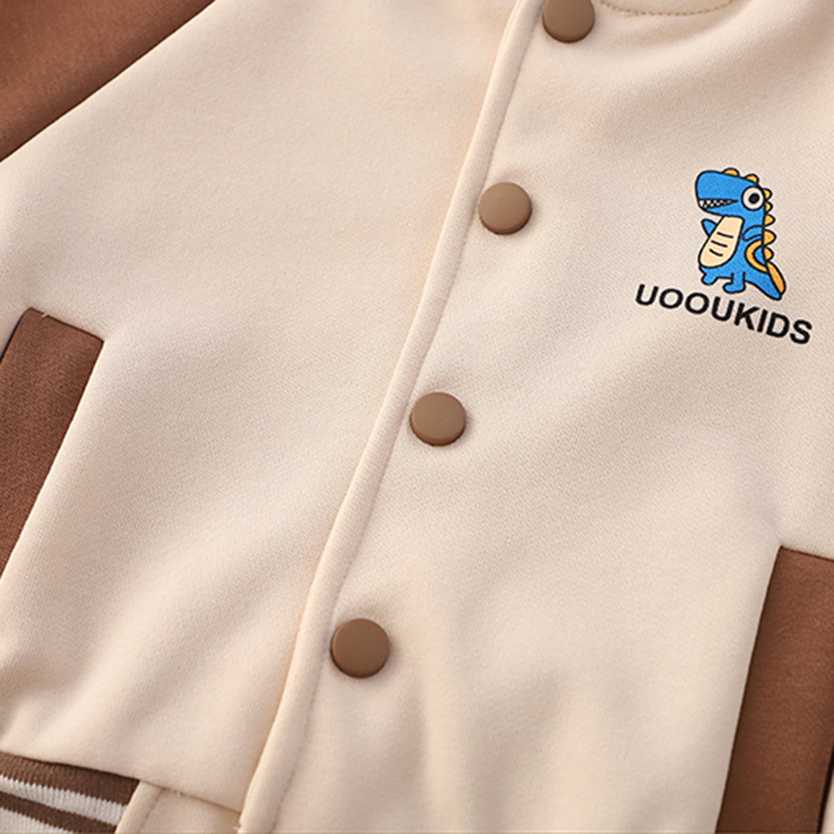Boys Brown Solid Varsity Jacket With Printed T-Shirt & Joggers Set Sets