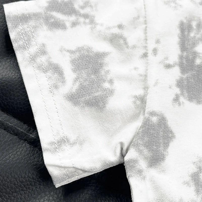 Boys Grey Graphics & Tie-dye Printed T-Shirt With Cargo Shorts Sets Sets