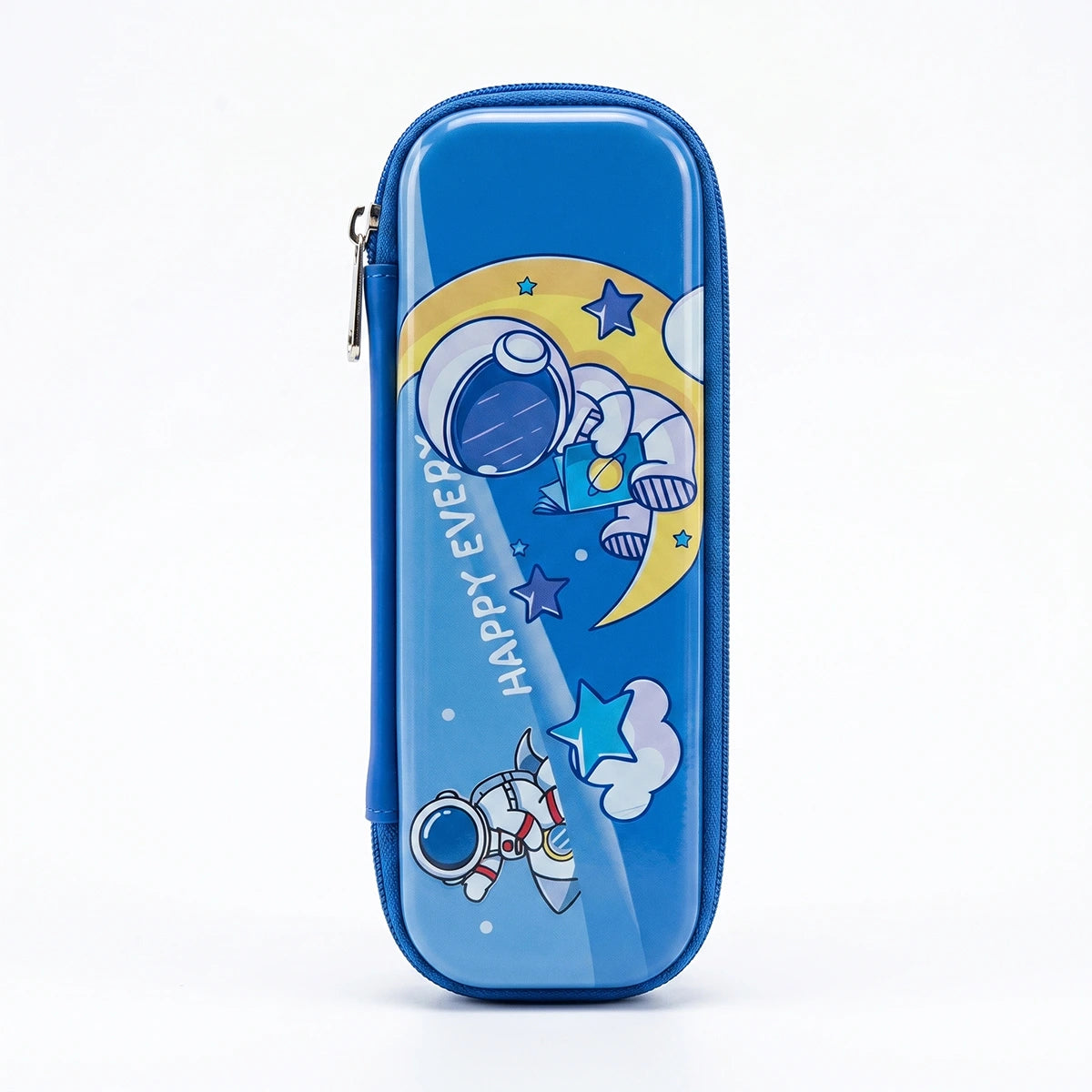 Astronaut-Happy Every Day-Space Themed Pencil Case-3D Embossed Stationery Pouch Trending Accessories Blue Onesize