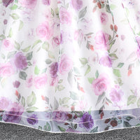 Girls White Floral Print Short Sleeve Fit & Flare Dress Casual Dresses