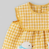 Girls Yellow Checked Duck Applique Top With Shorts Sets Sets