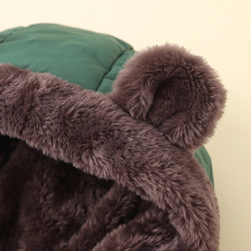 Boys Green Bear Ear On Hood Zip-up Puffer Jacket Coats & Jackets