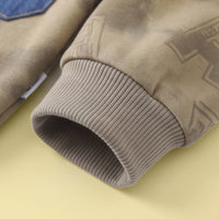 Boys Khaki Abstract Polo Sweatshirt & Denim Cargo Pants Sets Sets
