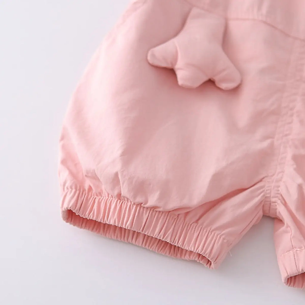 Girls Light Pink Toy Applique Dungaree With Short Sleeve Stripes T-Shirt Sets 2 pc. Sets