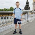 Boys Light Blue Typographic Print Short Sleeves T-Shirt With Shorts Set Sets Light Blue 5-6 Y