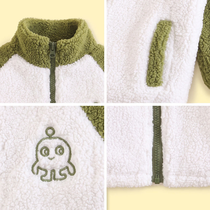 Boys Olive Green Colourblocked Long Sleeve Zip-Up Jacket Coats & Jackets