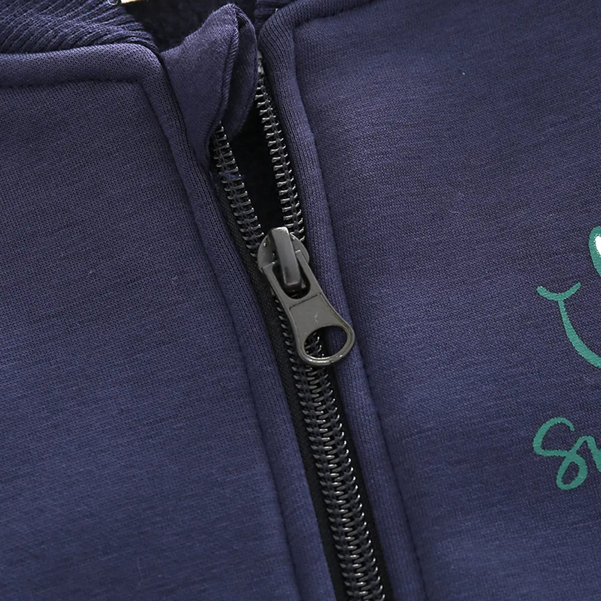 Boys Navy Blue Smiley Printed Varsity Jacket With Raglan Sleeves Coats & Jackets