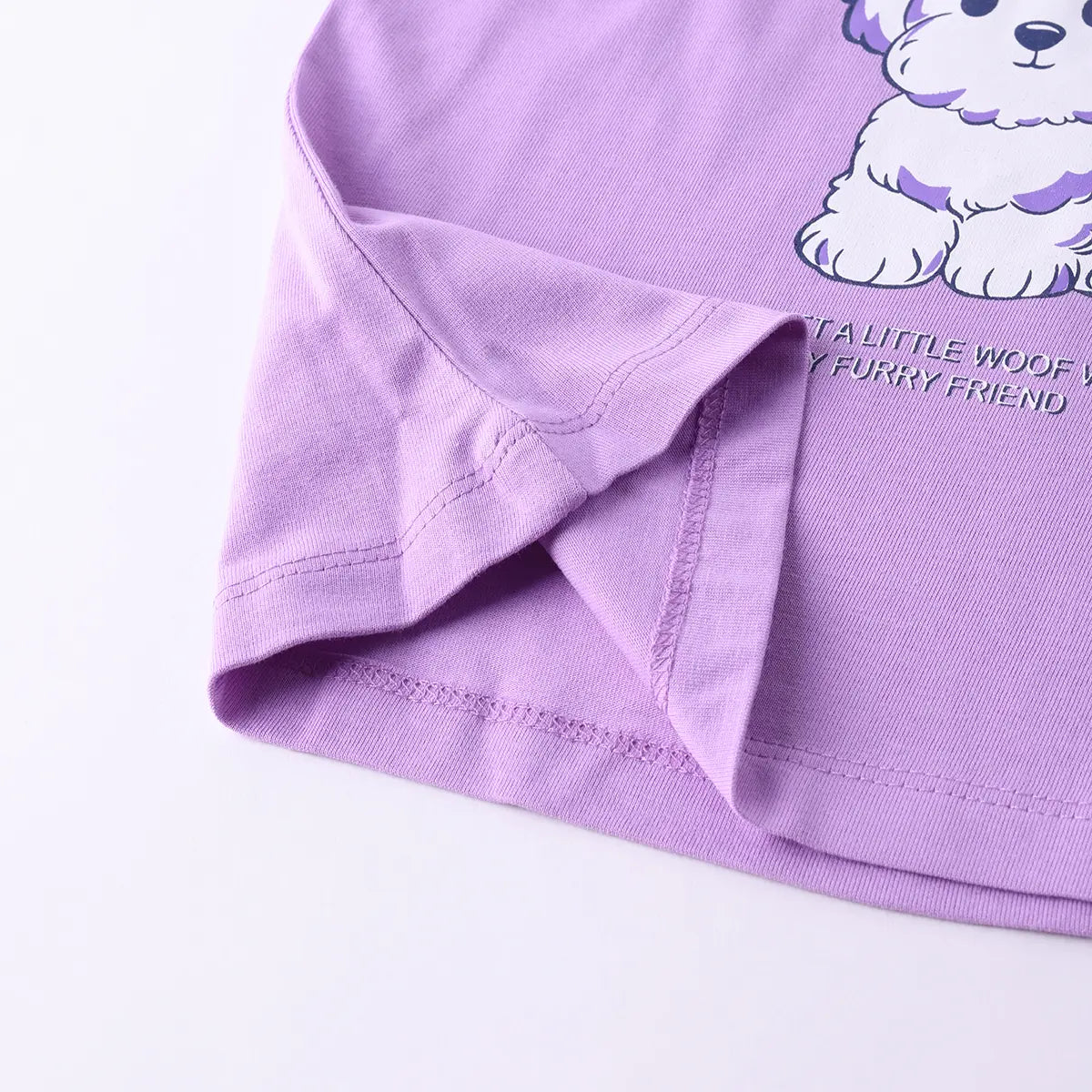 Girls Lilac Animal Graphic Short Sleeve Top With Printed Shorts Sets Sets