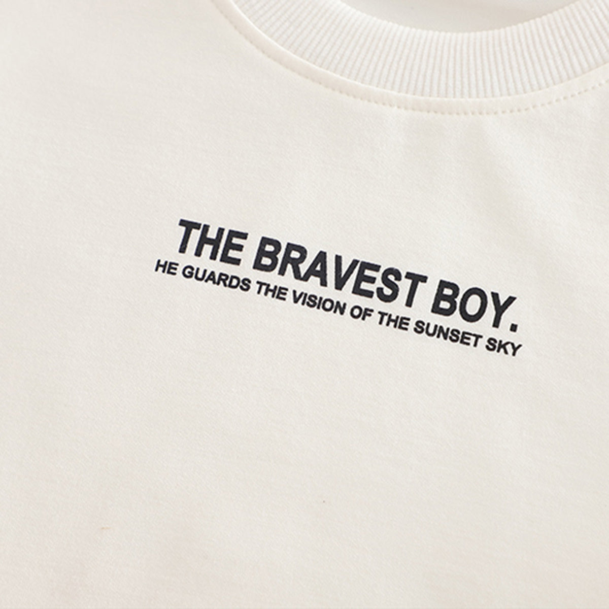 Boys Beige Typographic Printed Shacket With T-Shirt and Pants Set 3 pc. Sets