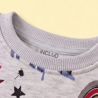 Boys Grey Graphic Round Neck Sweatshirt Sweatshirts & Hoodies