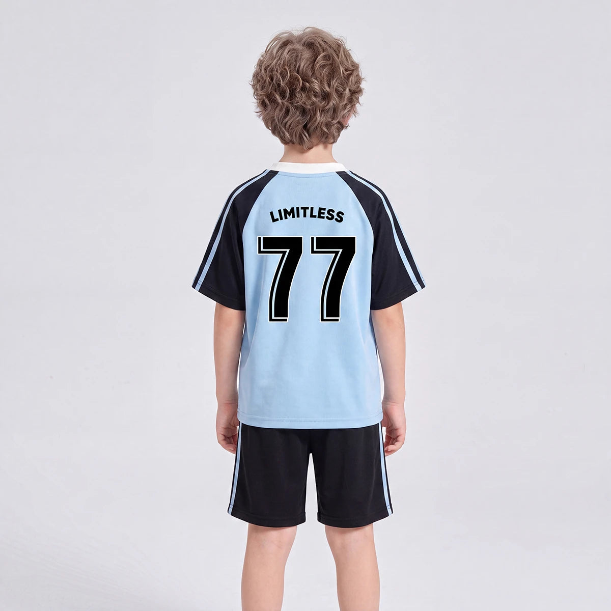 Boys Blue Typography Print Raglan Sleeve T-Shirt With Shorts Sets 2 pc. Sets