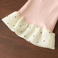 Girls Pink Floral Applique Ruffle Top With Pants Sets Sets