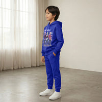 Boys Dark Blue K-Pop Neo Sound Graphics Hoodie With Jogger Co-ord Sets Sets