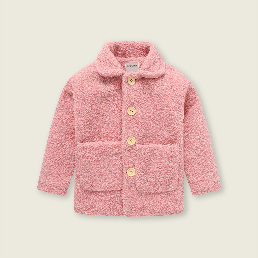 Girls Light Pink Spread Collar Tailored Jacket Coats & Jackets