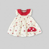 Girls Off White Mushroom Print Fit & Flare Casual Dress Casual Dresses