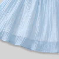 Girls Light Blue Textured Peter Pan Collar Fit & Flare Dress Casual Dresses
