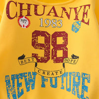 Boys Yellow Alphanumeric Printed sweatshirt With Jogger Sets Sets