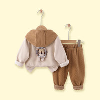 Boys Light Brown Graphic Sweatshirt & Joggers With T-Shirt Sets Sets