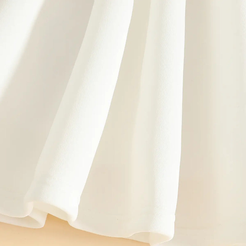 Girls White Sleeveless Fit & Flare Party Wear Dress With Elegant Bow Detail Party Dresses