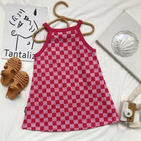 Girls Red Smiley Printed Sleeveless A-Line Dress Casual Dresses