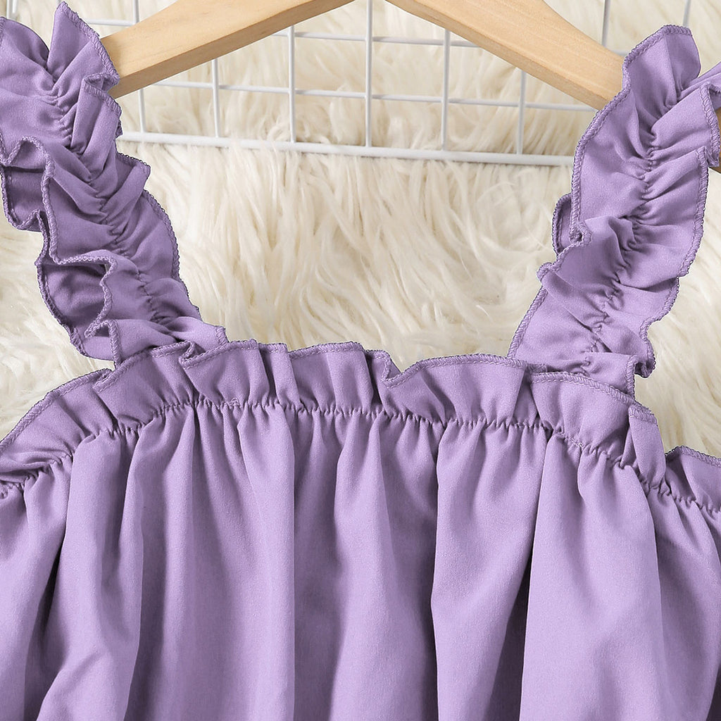 Girls Purple Sleeveless Crop Top With Embroidered Skirt Set 2 pc. Sets