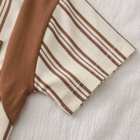 Boys Brown Striped Contrast Collared Polo T-Shirt With Shorts Set 2 pc. Sets