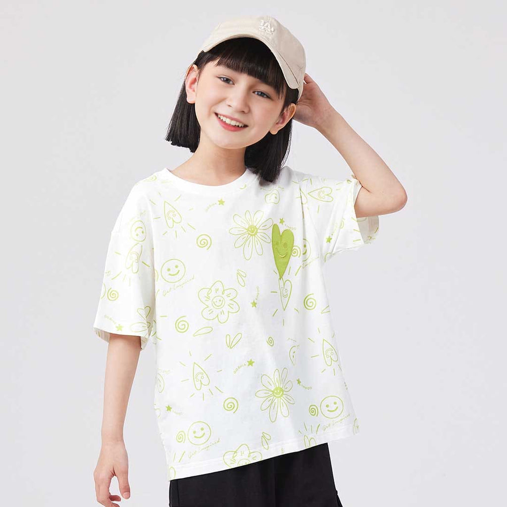 Girls Doodle Printed Casual T-shirt