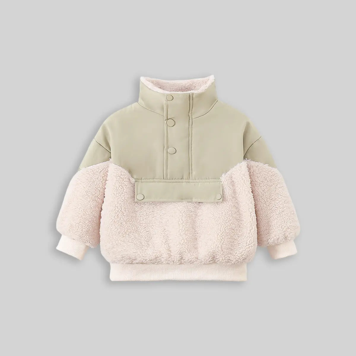Boys Beige Color-blocked Jacket With High Neck Coats & Jackets