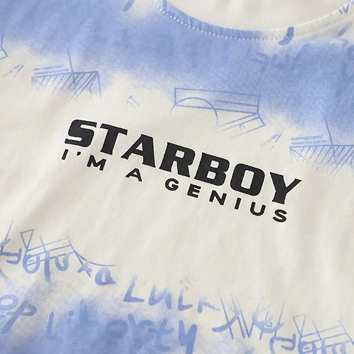 Boys Blue Typographic Print T-Shirt With Shorts Sets Sets