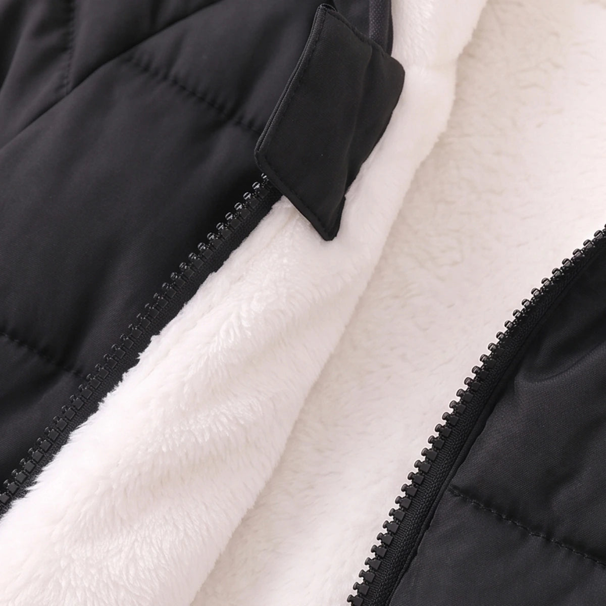 Boys Black Bear Ear On Hood Quilted Zip-up Jacket Coats & Jackets