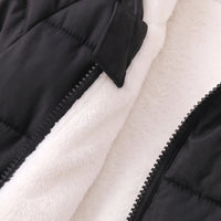 Boys Black Bear Ear On Hood Quilted Zip-up Jacket Coats & Jackets