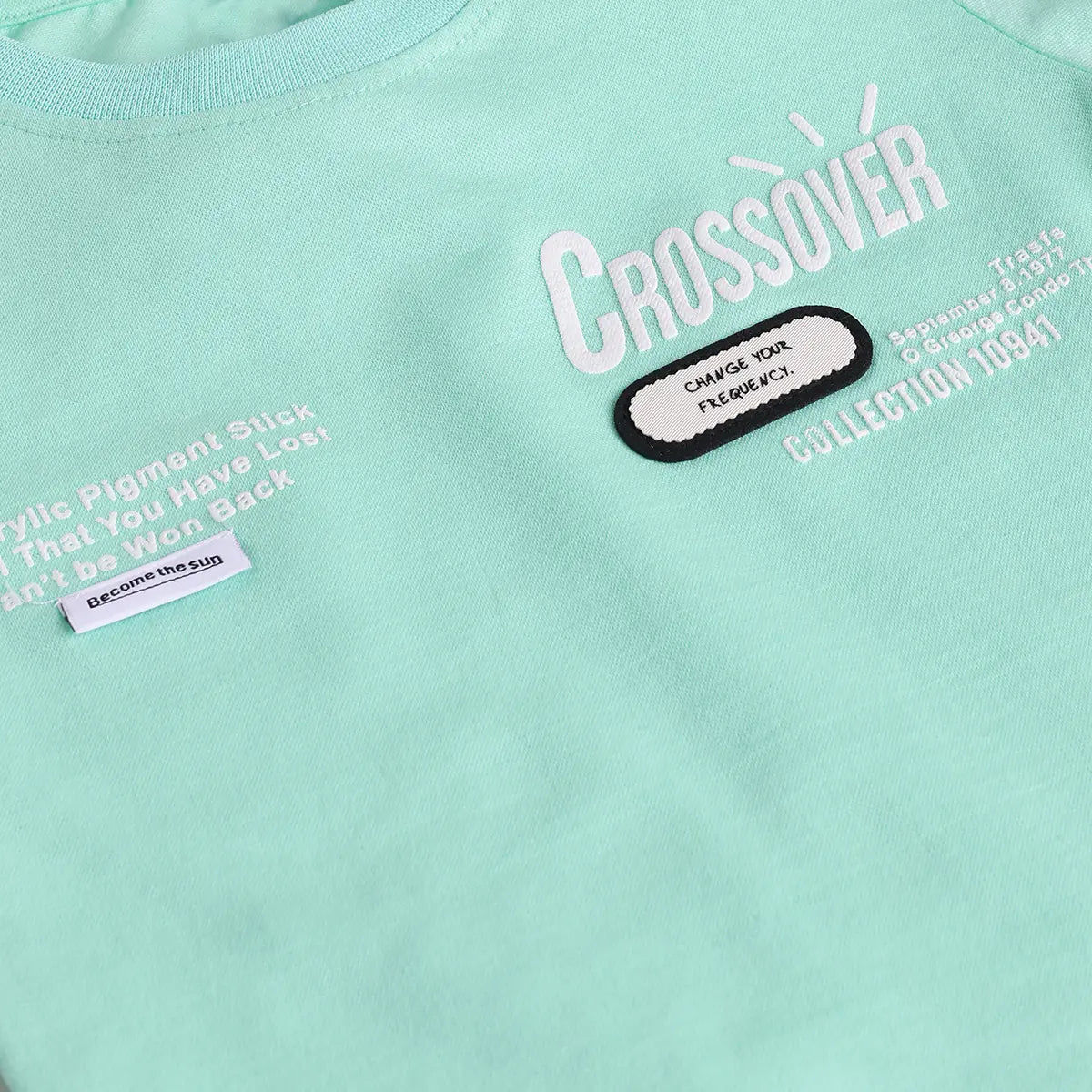 Boys Green Typographic Printed T-Shirt With Shorts Sets Sets