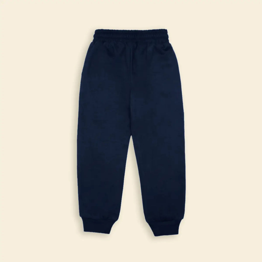 Boys Navy Blue Solid Cross Pocket Elasticated Joggers Trackpants & Joggers