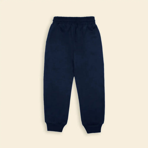 Boys Navy Blue Solid Cross Pocket Elasticated Joggers Trackpants & Joggers
