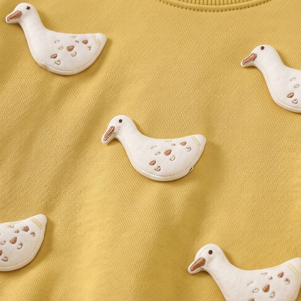 Girls Yellow Duck Applique Sweatshirt & Joggers Sets Sets