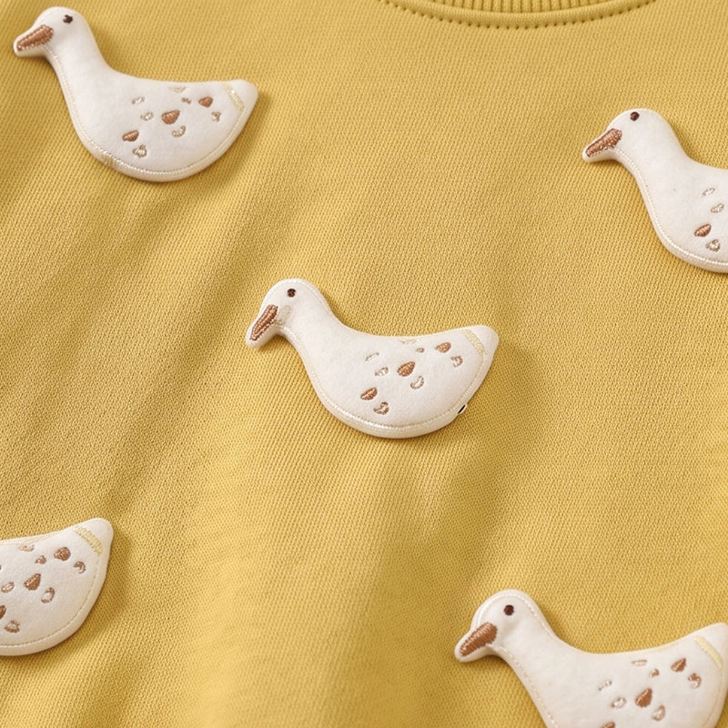 Girls Yellow Duck Applique Sweatshirt & Joggers Sets Sets
